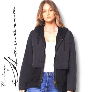 🟢$30! NWT VINTAGE HAVANA BLACK COMBO LAYERED COAT SMALL